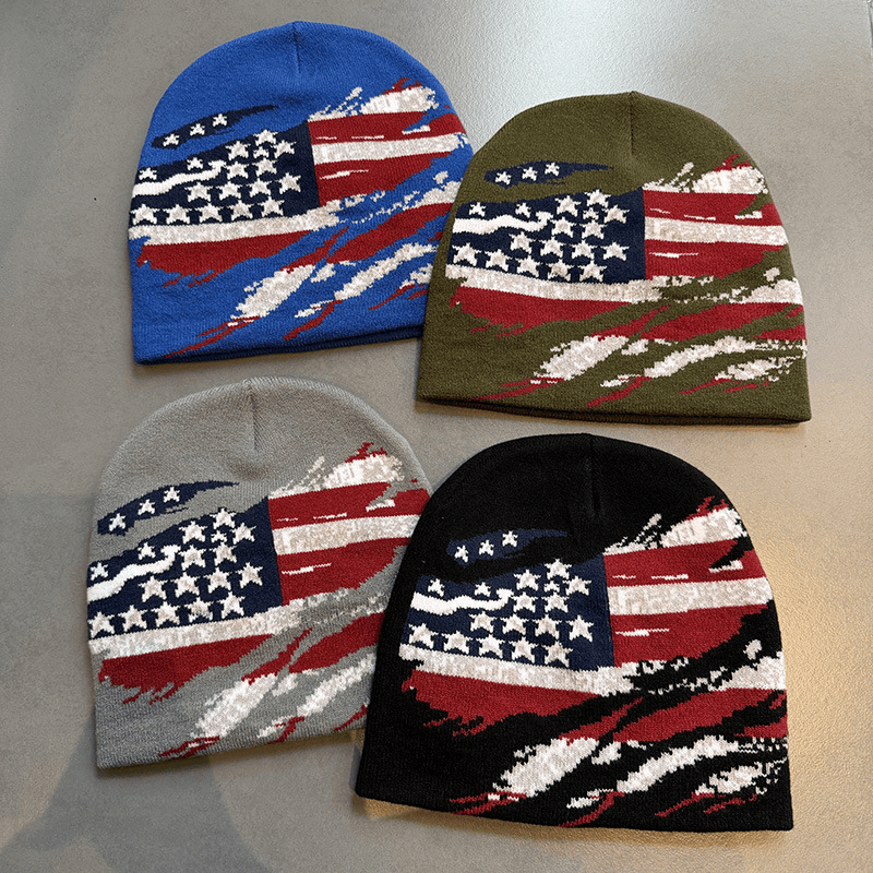 Distressed American Flag Knit Beanie
