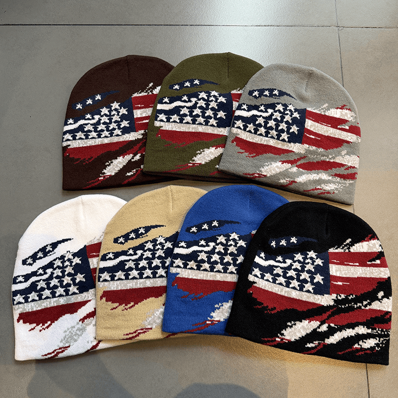 Distressed American Flag Knit Beanie