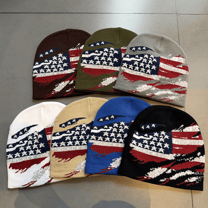 Distressed American Flag Knit Beanie