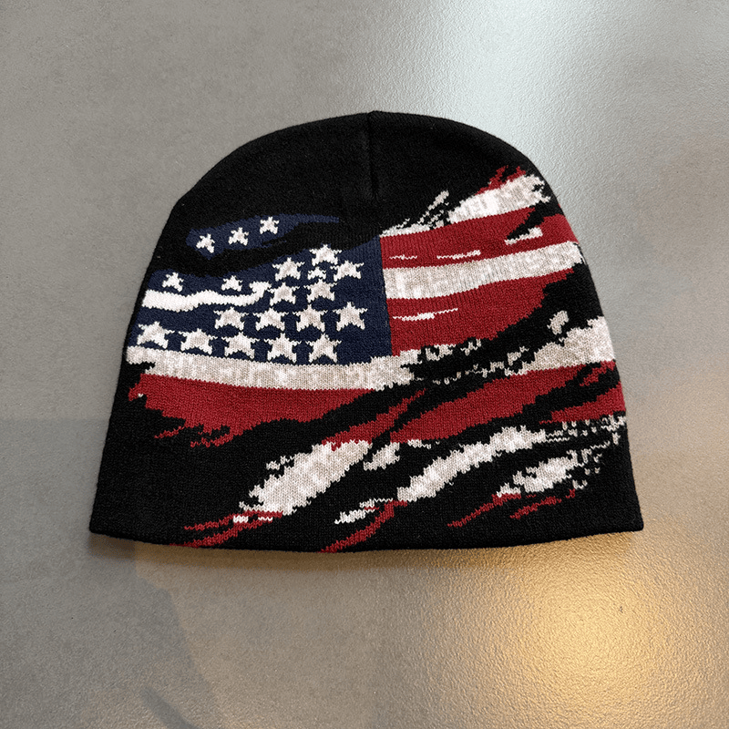 Distressed American Flag Knit Beanie