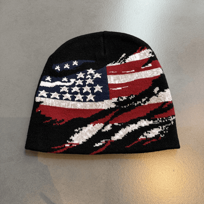 Distressed American Flag Knit Beanie