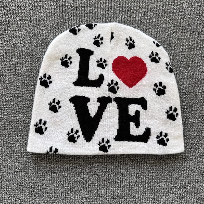 Paw Print Love Knit Beanie