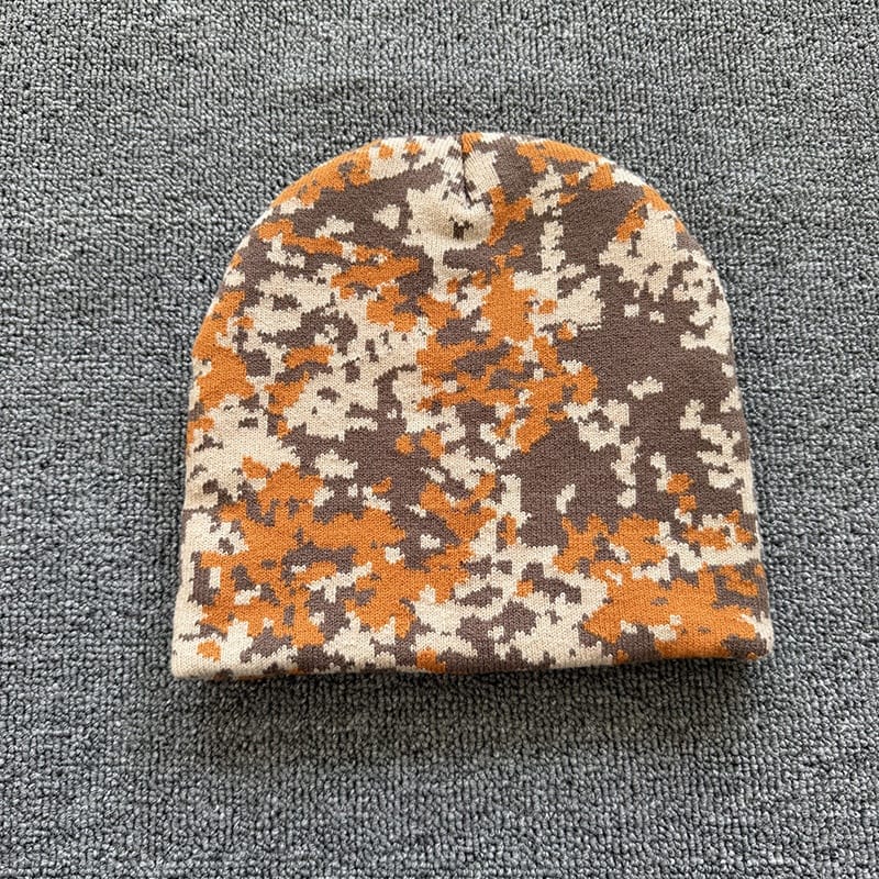 Digital Camo Knit Beanie Orange Camo
