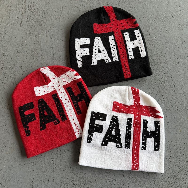 Faith Cross Knit Beanie