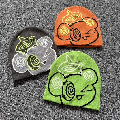 Spiral Eyes Cartoon Knit Beanie