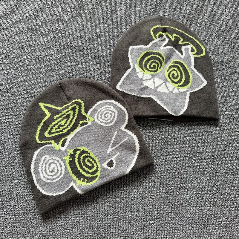 Spiral Eyes Cartoon Knit Beanie