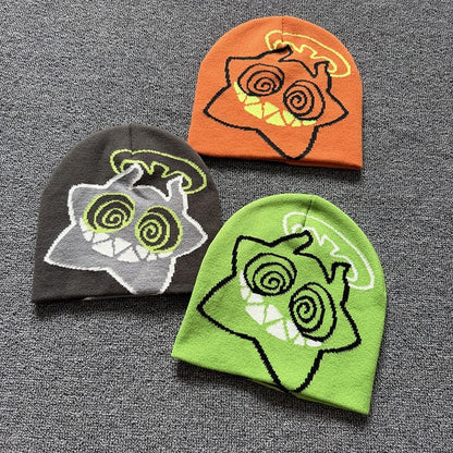 Spiral Eyes Cartoon Knit Beanie