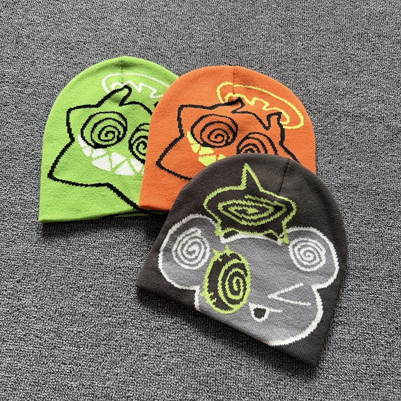 Spiral Eyes Cartoon Knit Beanie