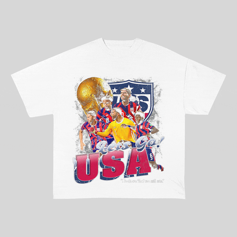LET'S GO USA HEAVY WEIGHT COTTON TEE-8965