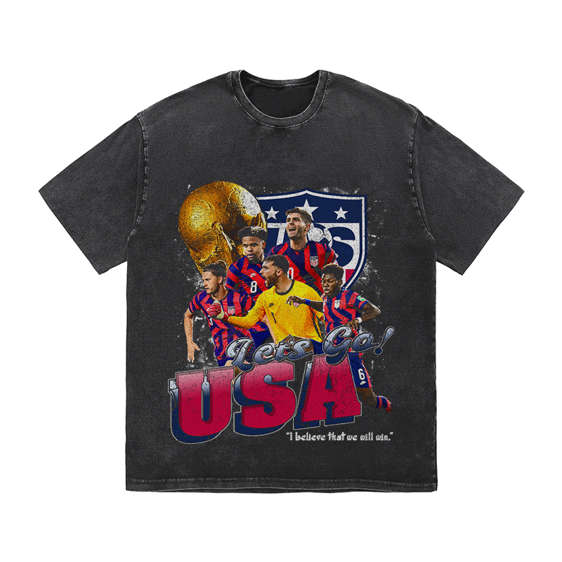 LET'S GO USA HEAVY WEIGHT COTTON TEE-8965
