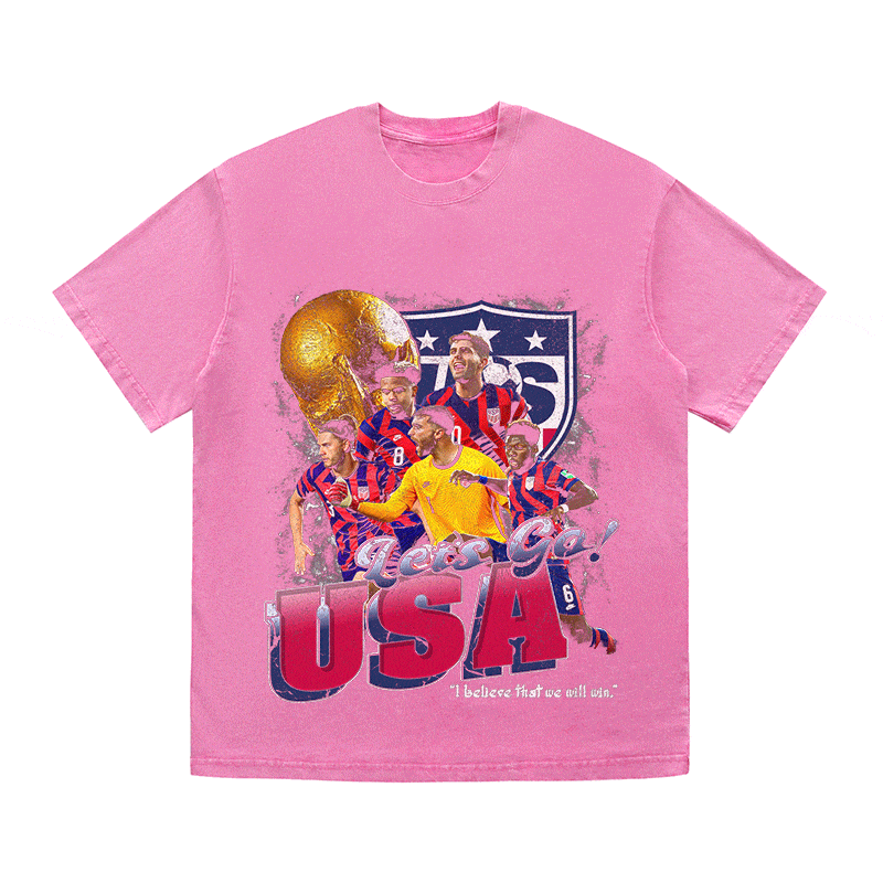 LET'S GO USA HEAVY WEIGHT COTTON TEE-8965