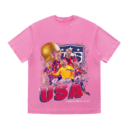 LET'S GO USA HEAVY WEIGHT COTTON TEE-8965
