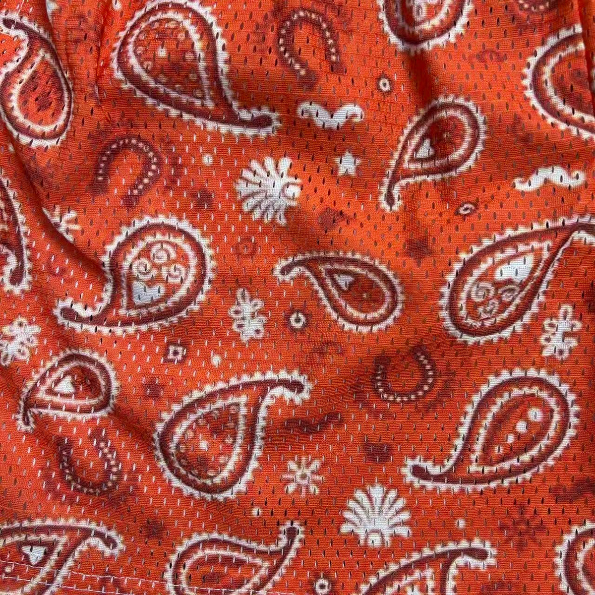 ORANGE PAISLEY MESH SHORTS-8797