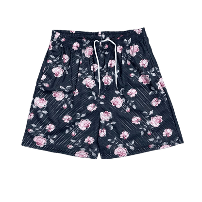 PINK ROSE MESH SHORTS-8799