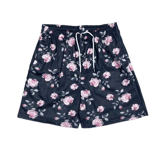 PINK ROSE MESH SHORTS-8799