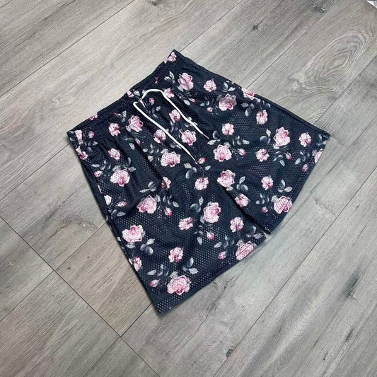 PINK ROSE MESH SHORTS-8799