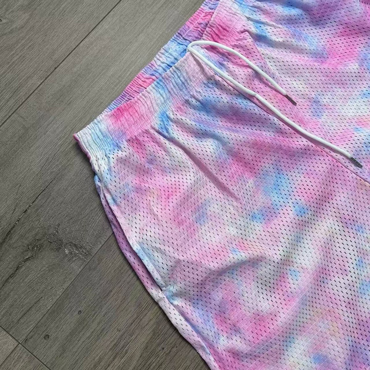PINK TIE DIE MESH SHORTS-8800