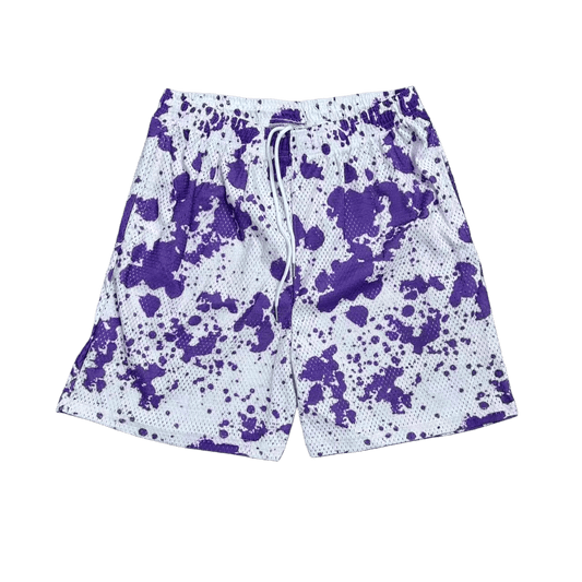 PURPLE PAINT MESH SHORTS-8802