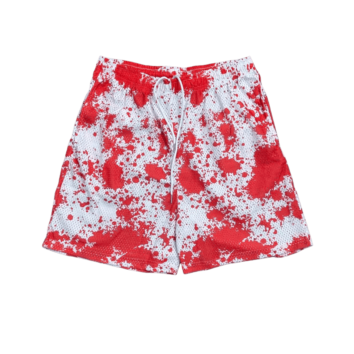 RED PAINT MESH SHORTS-8803