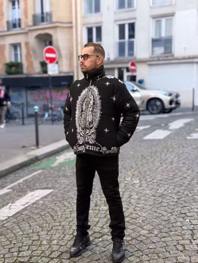 VIRGENCITA BLACK TAPESTRY JACKET