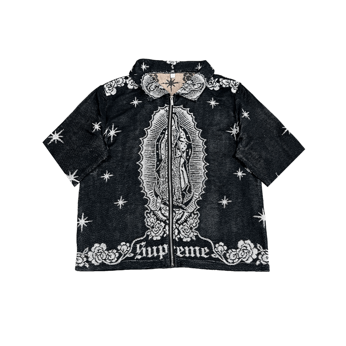 VIRGENCITA BLACK TAPESTRY TEE