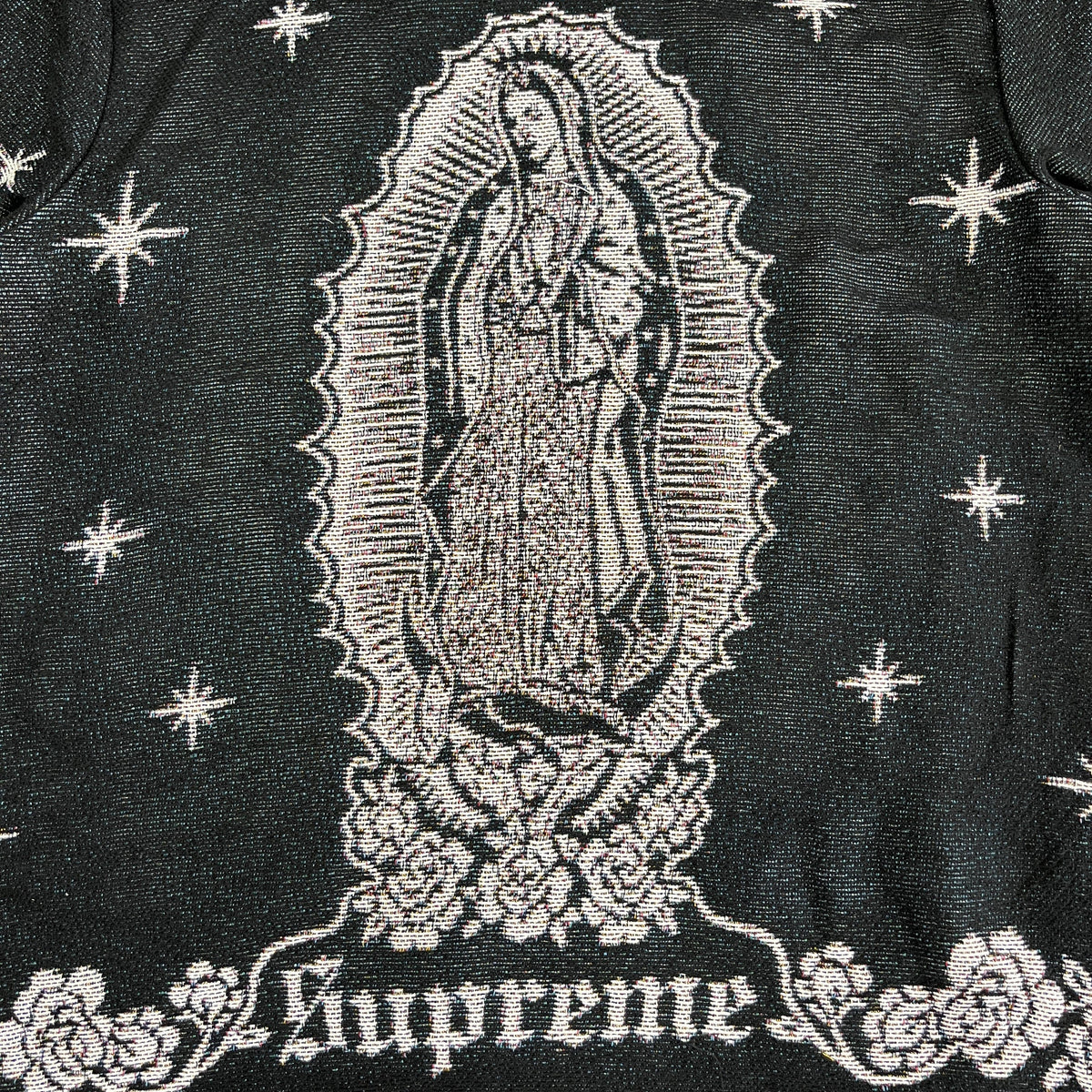 VIRGENCITA BLACK TAPESTRY TEE