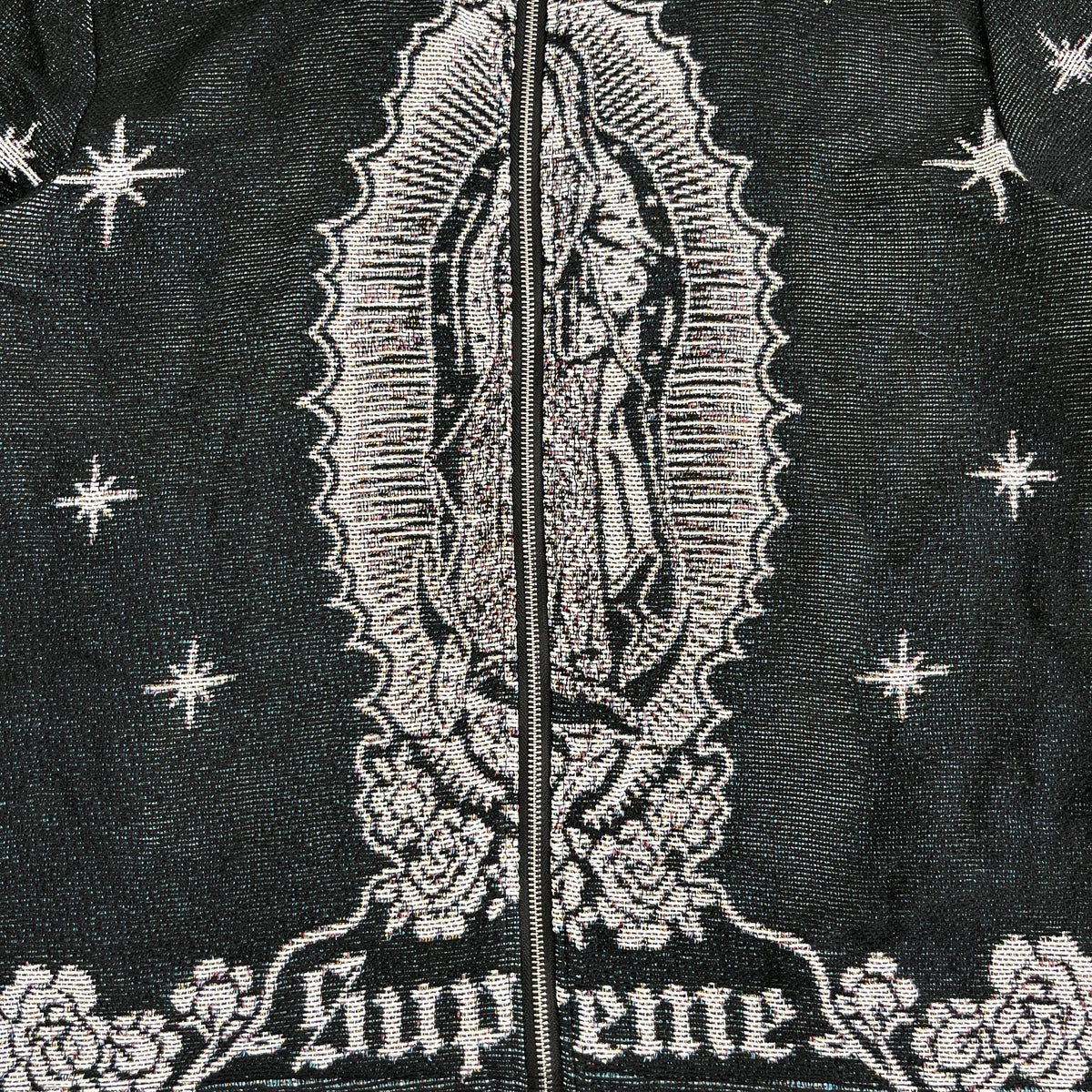 VIRGENCITA BLACK TAPESTRY TEE